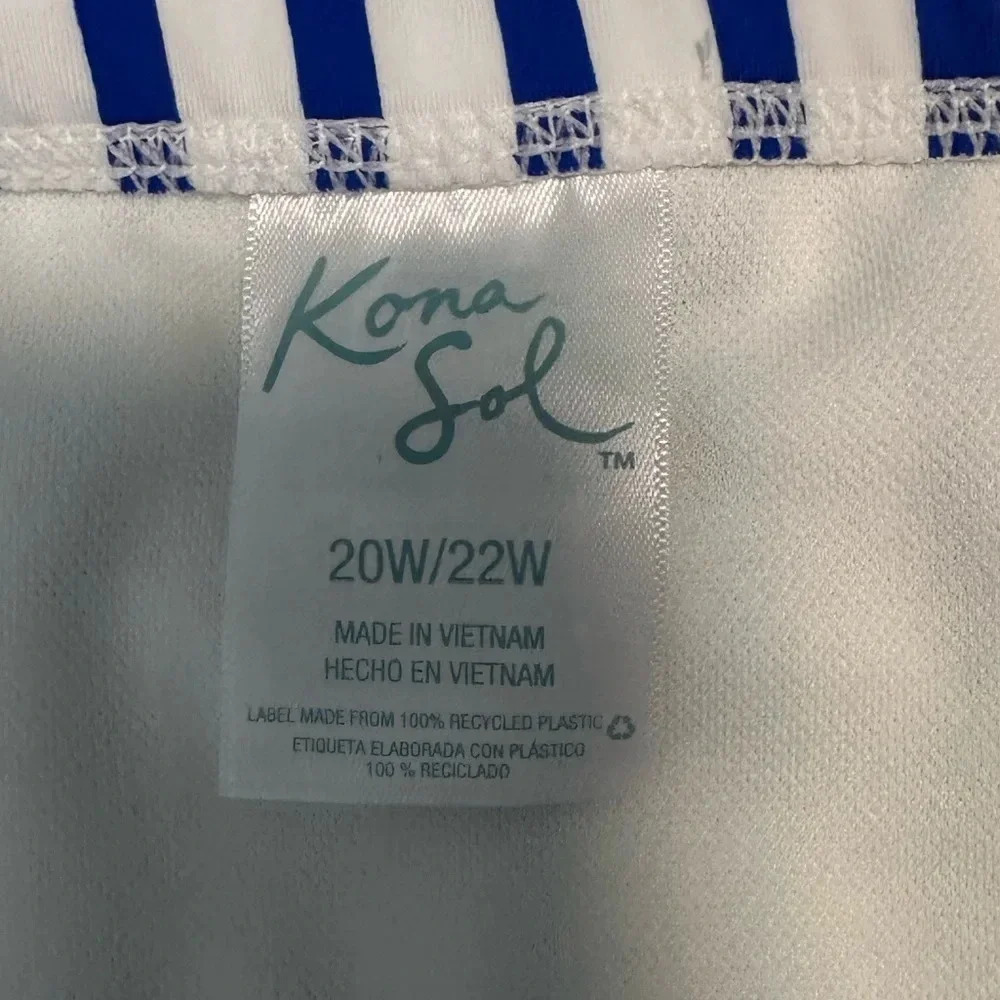 Blue & White Stripe high waist high swim Bottoms Plus Size NWT 20/22 #1176 - Picture 5 of 6